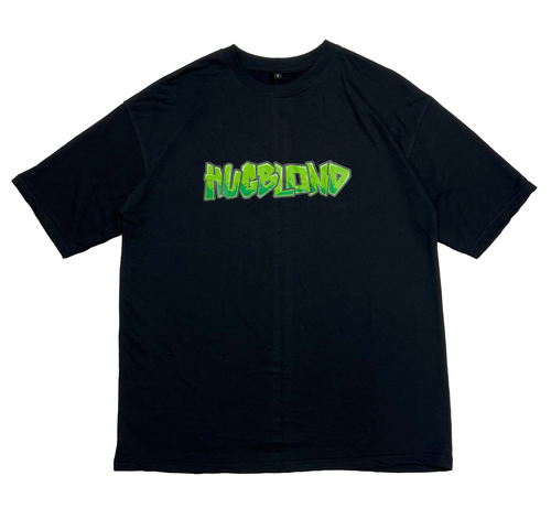 HUGBLOND Black T-Shirt – Green Graffiti Logo