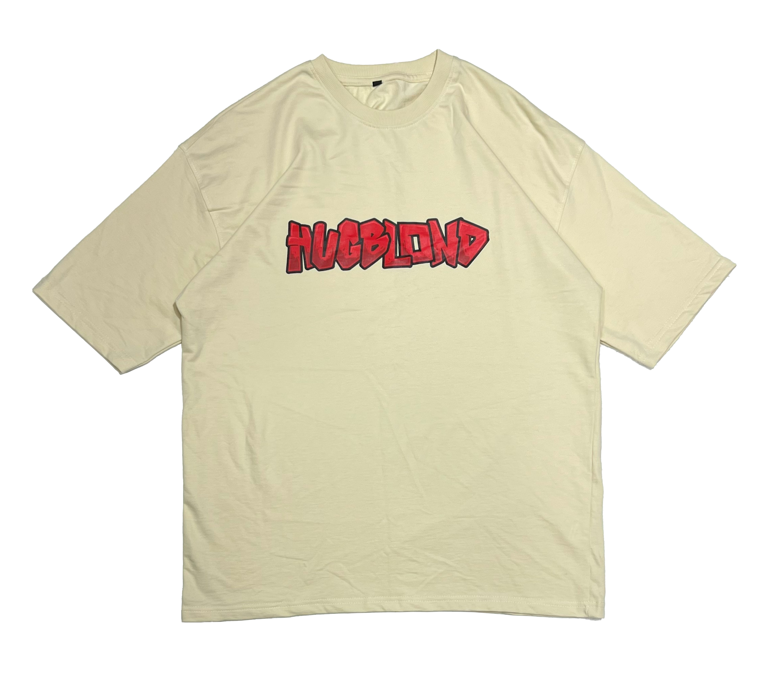 HUGBLOND Beige T-Shirt – Red Graffiti Logo