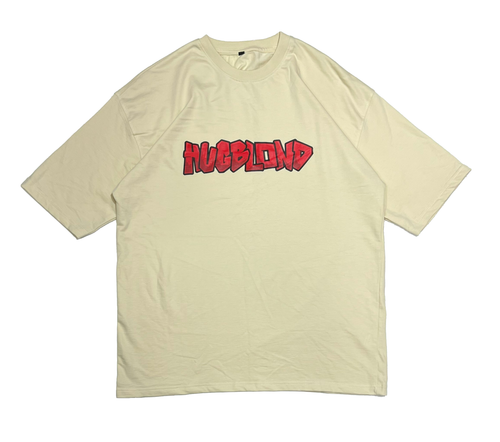 HUGBLOND Beige T-Shirt – Red Graffiti Logo
