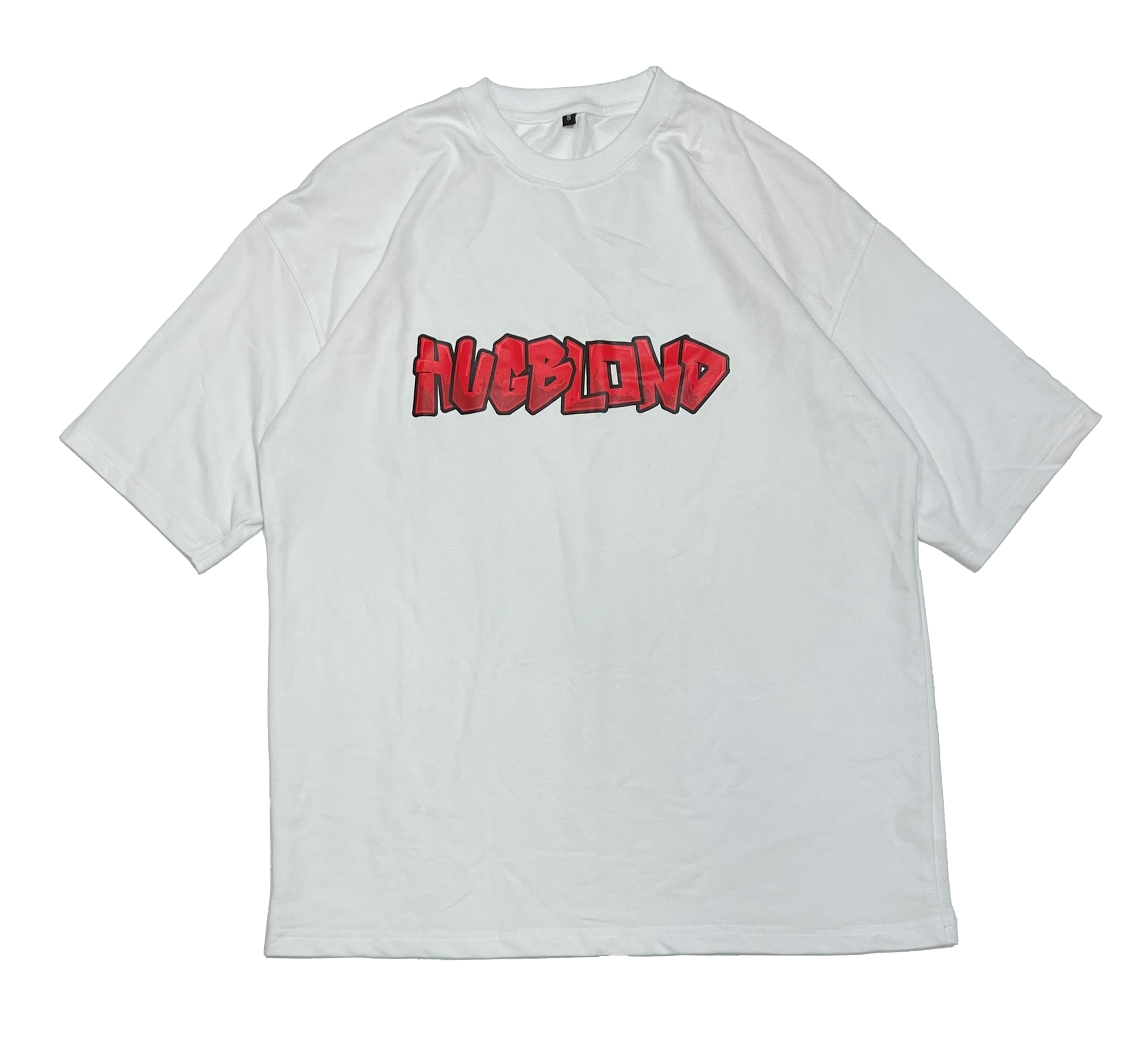 HUGBLOND White T-Shirt – Red Graffiti Logo